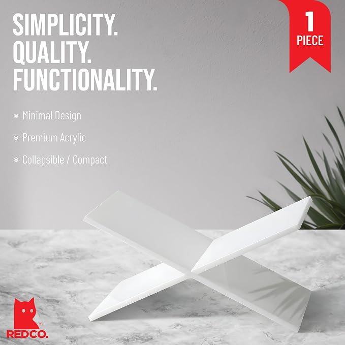 Red Co. Glossy White Acrylic Book Holder 2 Piece Reading Stand - Image 2