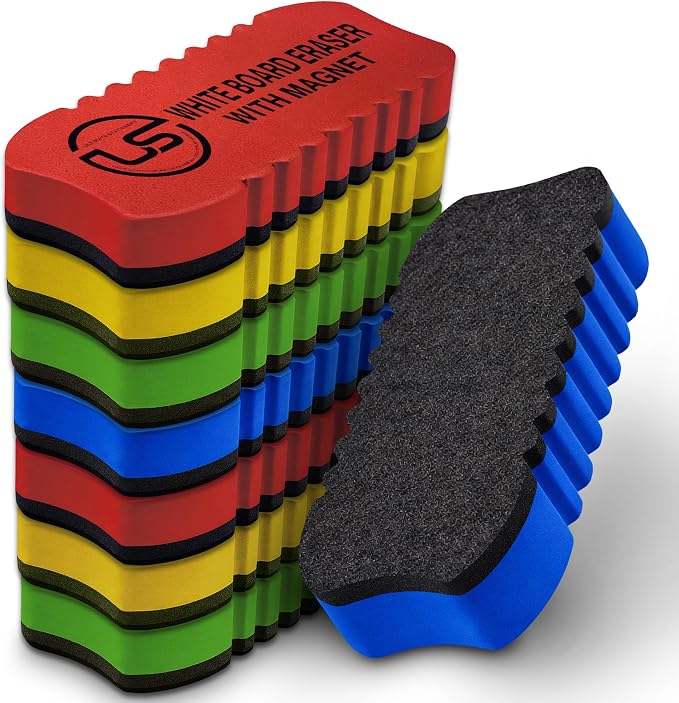 Magnetic Dry Erase Eraser 8 Pack Felt Whiteboard and Glass Board Cleaner | Use: by UltimateStationery