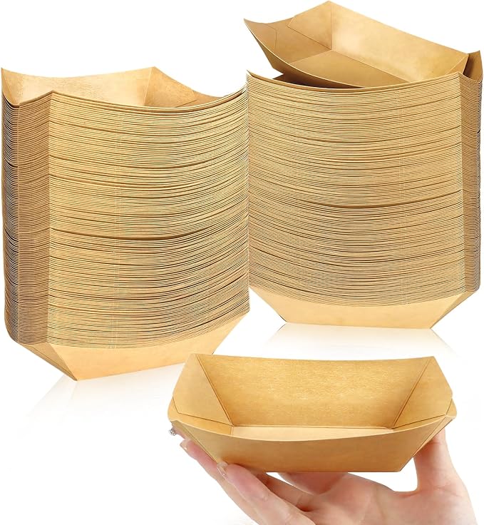 Oomcu 150 Pack 1/2 lb Disposable Kraft Brown Paper Food Boats Hot Dog Trays by Oomcu