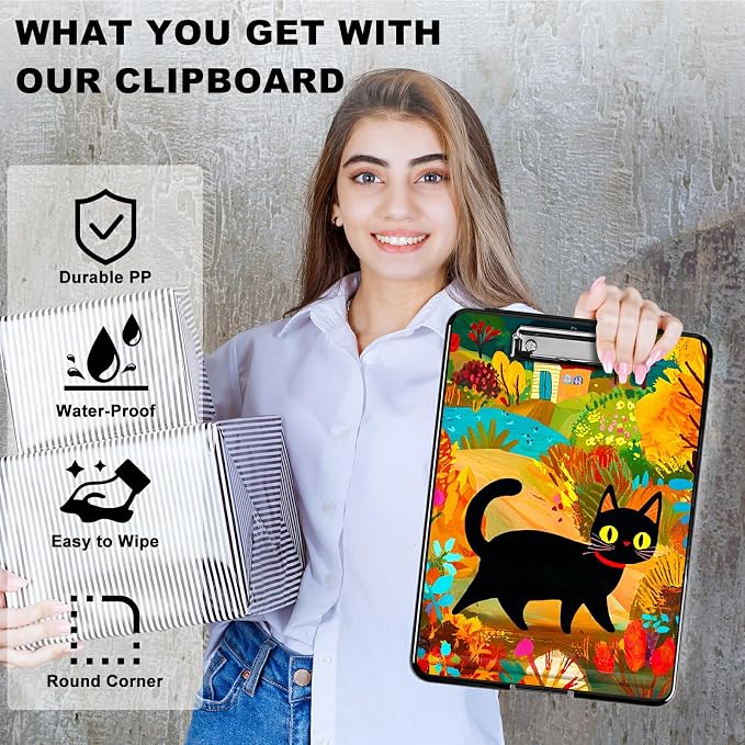 Black Cat in Autumn A4 Clipboard - Image 2