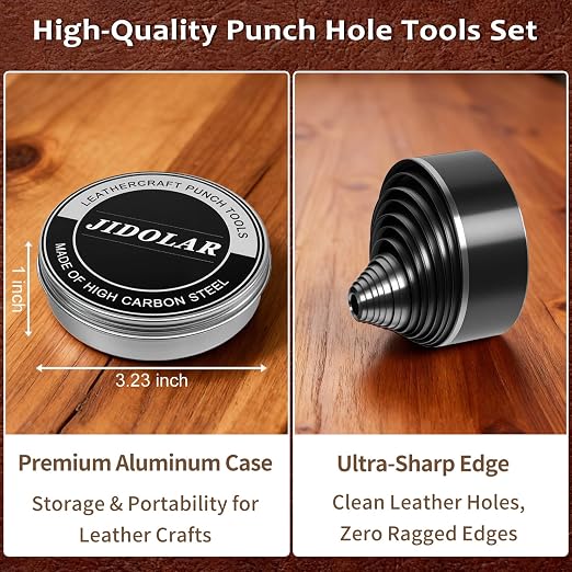 Leather Circle Cutter Tool Set, 34 Pieces Circle Punch Tools 1-25mm 30 35 40 45 - Image 4