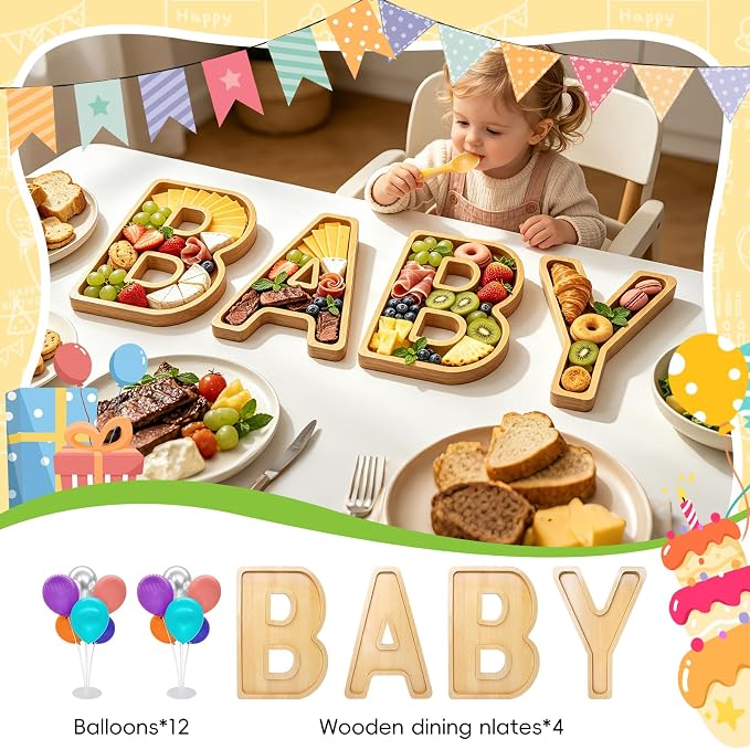 4PCS Baby Charcuterie Board Letters- Fillable Letter Food Serving Tray - Image 4