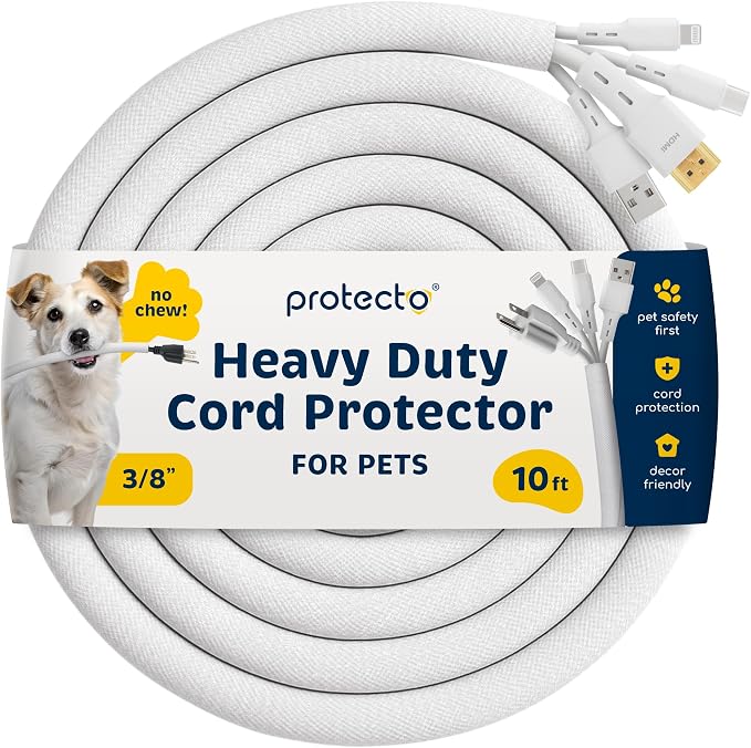 PROTECTO Heavy Duty Dog & Cat Cord Protector 10ft Long Sleeve, Easy-to-Use 3/8 by protecto