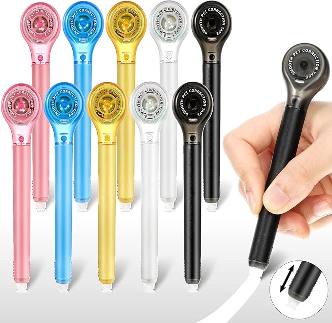 Gersoniel 10 Pack Correction Tape Pen Correctional Ink Tape Push Pull Protective by Gersoniel