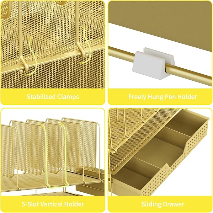 LEKETREE Gold Desk Organizer, Office Organization - Image 5