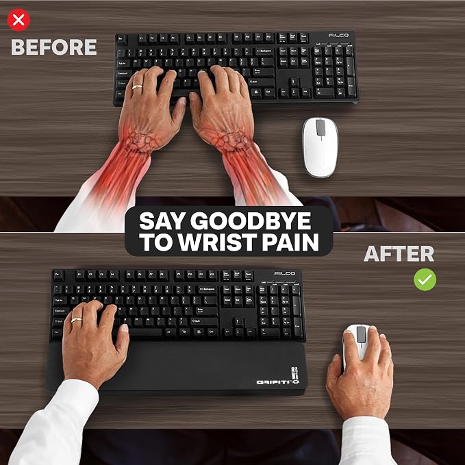 Grifiti Fat Wrist Pad 12" x 4” x 0.75" Inch Keyboard Rest Thick Small Ergonomic - Image 3
