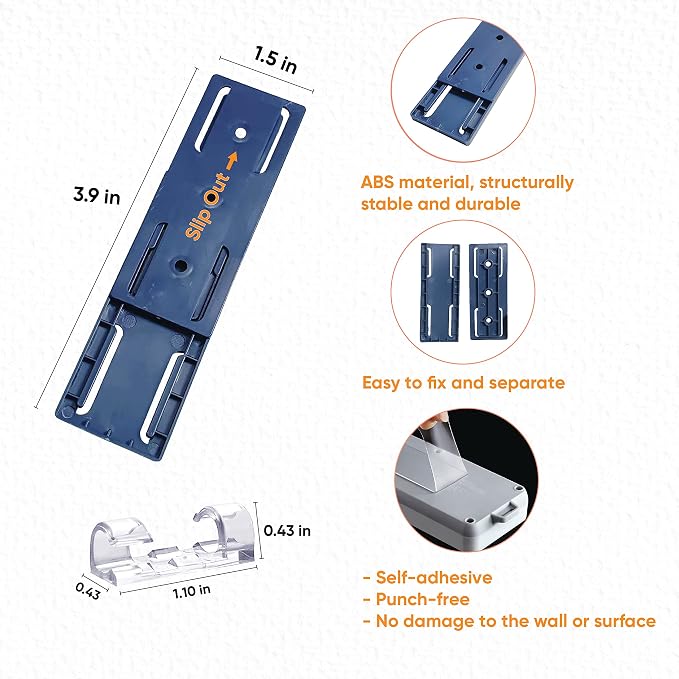 10-Pack Adhesive Punch-Free Socket Holder, Self Adhesive Desktop Socket Fixer - Image 2
