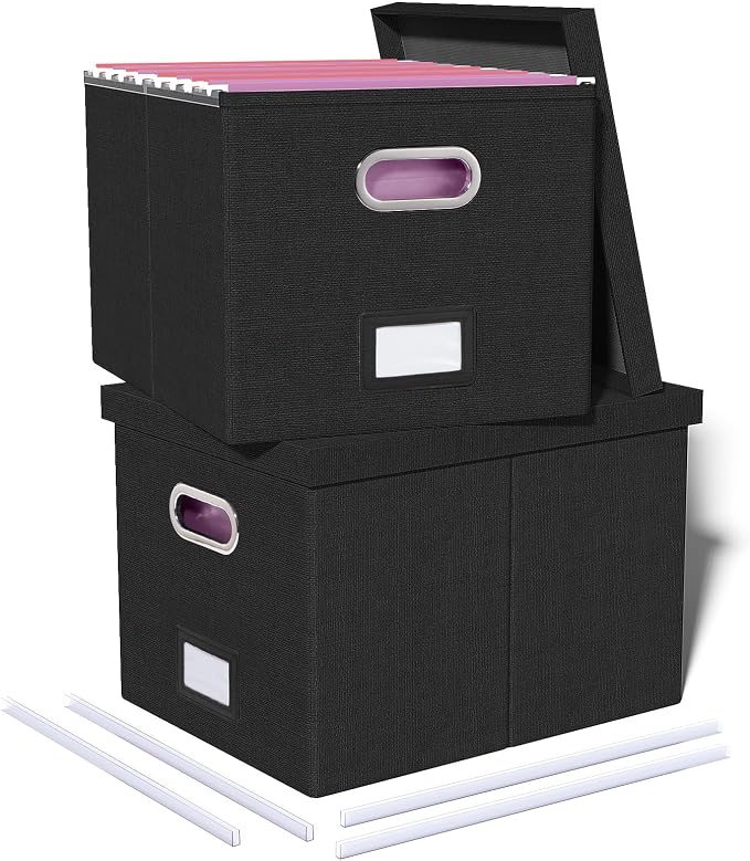 Oterri 2 Pack File Storage Organizer, Filing Box, Portable File Box by Oterri