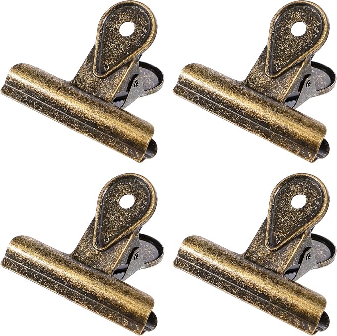 4 Pcs Metal Clips Large Bronze Bulldog Clips by Yolev