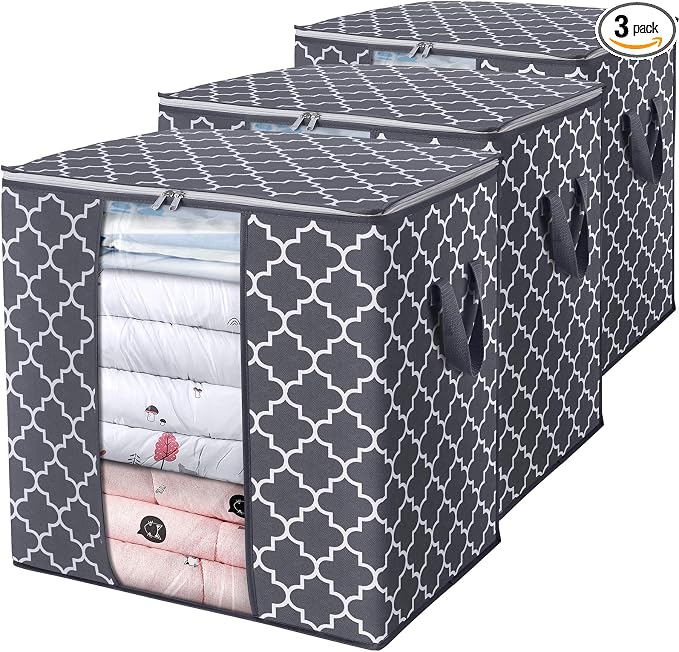 WISELIFE Storage Bags 3 Pack/100L Large Blanket Clothes Organization and by WiseLife
