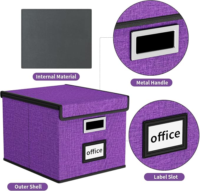 File Organizer Box with Lid, Collapsible File Folder Organizer - Image 3