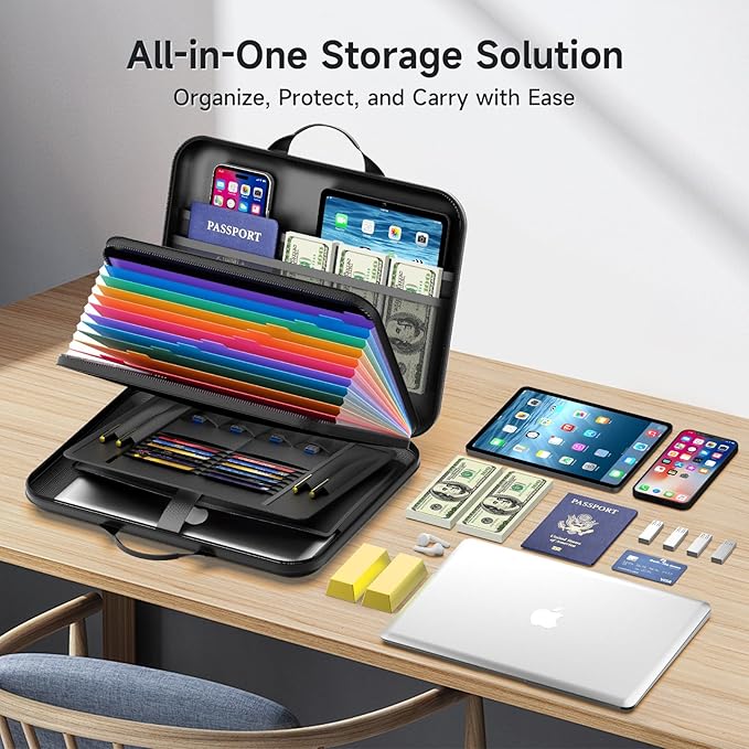 Fireproof Document Box with Lock, Waterproof Hard-Shell File Organizer with - Image 5