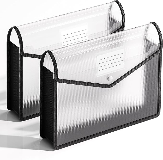 2 Pack Plastic Expanding File Folder, Transparent envelopes by XingDuing