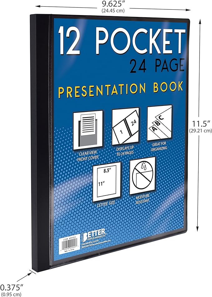 Better Office Products 12 Pocket Bound Presentation Book, 24 Sheet Protector - Image 7