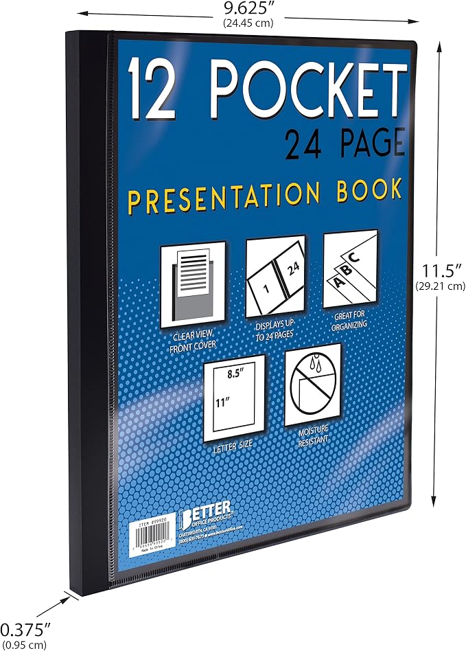 Better Office Products 12 Pocket Bound Presentation Book, 24 Sheet Protector - Image 7