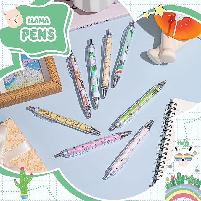 Ireer 8 Pcs Ballpoint Pens for Women 1.00 mm Cute Black Ink Fancy Pens Fine - Image 3