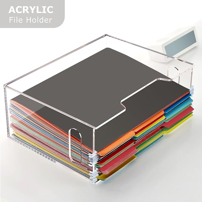 Acrylic Hanging File Folder Organizer, Letter Size Clear Filing Organizer Box - Image 4
