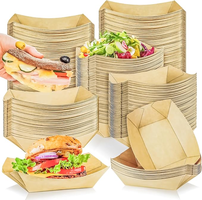 200 Pack 2lb Kraft Paper Food Trays Disposable Paper Boats, Heavy-Duty Food - Image 7