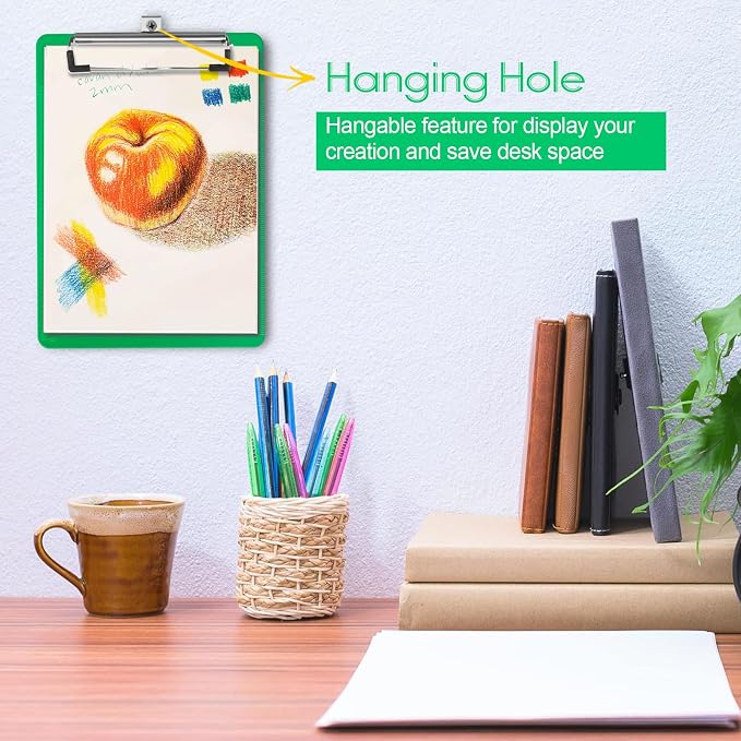 Green Clipboard with Pen Holder, Plastic Clipboard Standard Letter A4 Size - Image 6