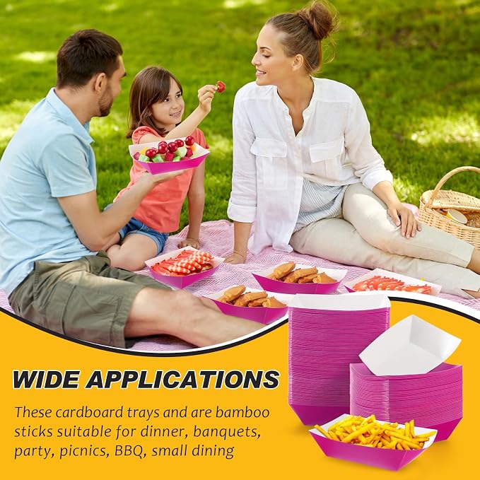 Yinkin 100 Pcs 2lb Paper Food Trays Boat 2lb Disposable Nacho Trays Kraft Paper - Image 4