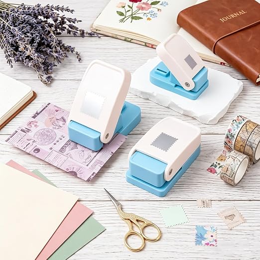 3 Pcs Stamp Punch, 1x0.8inch/0.6x0.5inch Mini Rectangle Postage Stamps Punches - Image 2