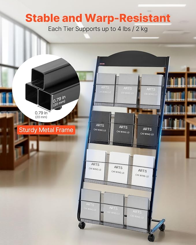 VEVOR Brochure Display Rack, 4-Tier Magazine Literature Display Stand - Image 3
