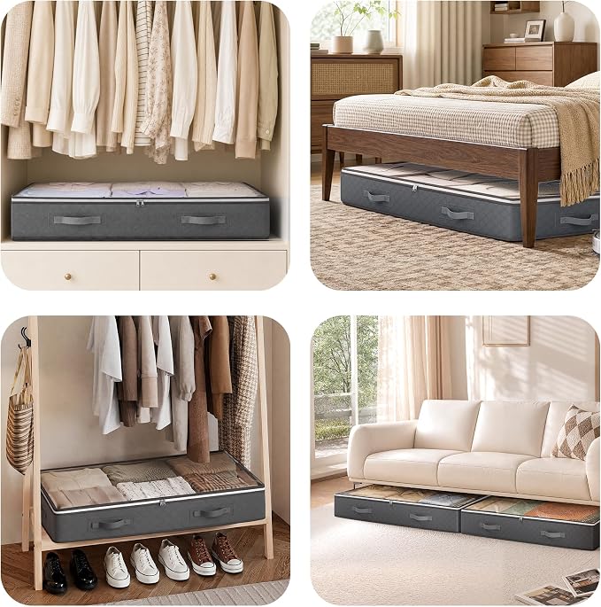 90L Under Bed Storage Containers, 6 Pack Underbed Closet Storage Organizer - Image 8