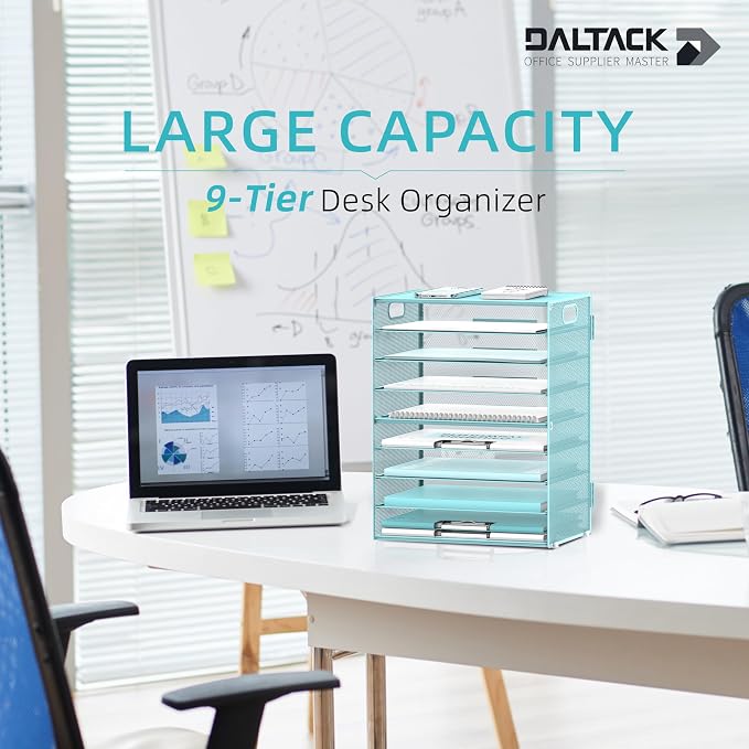 DALTACK 9-Tier Paper Organizer for Desk, Mesh Letter Tray Desk Organizer - Image 2
