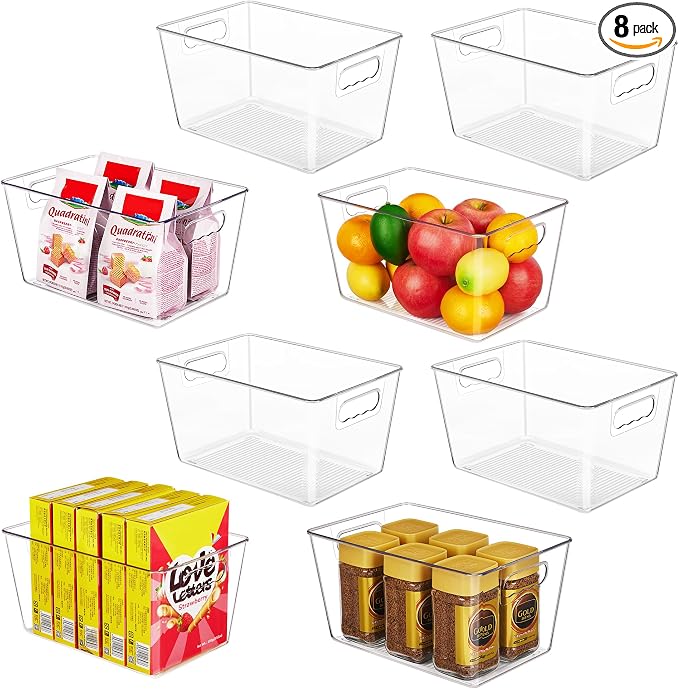 YIHONG 8 Pack Clear Pantry Organizer Bins, Plastic Storage Containers by YIHONG