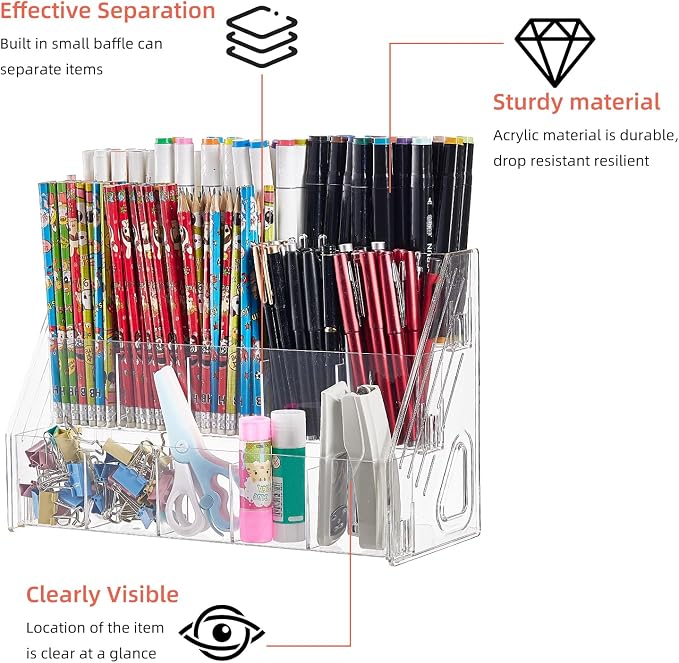 Acrylic Pen Pencil Holder for Desk - Image 2