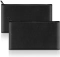 2 Pack Money Bags with Zipper, 11x6.1 Inch PU Leather Cash Pouch, Secure Bank by Hoiny