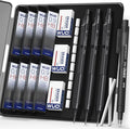 WUO 0.9mm Mechanical Pencil Set, 3 Black Metal Drafting Pencils by WUO