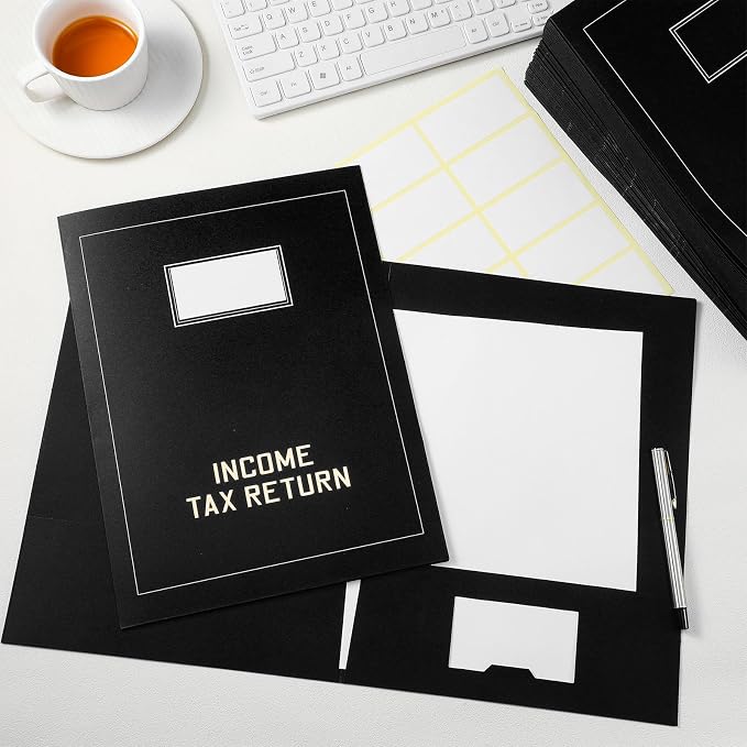 Kisston 100 Pcs Tax Return Folders Bulk 2 Pocket Gold Foil Stamped Income Tax - Image 4