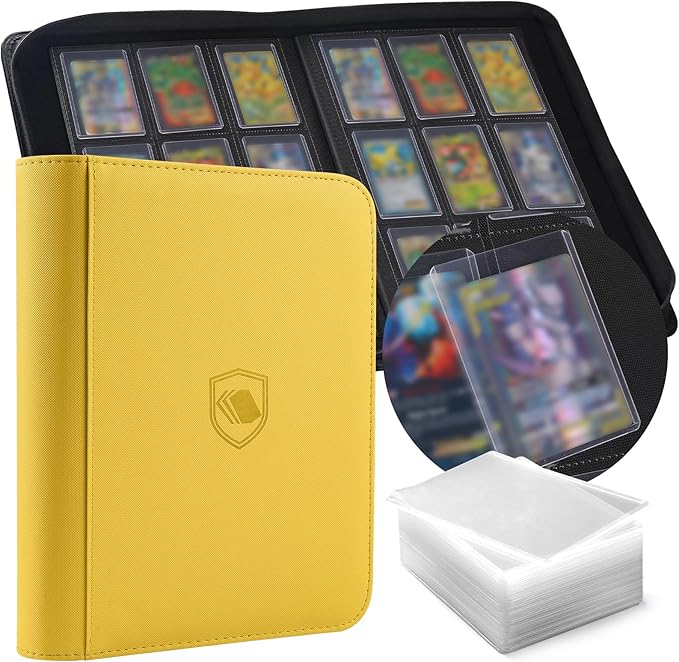 Toploader Binder, Holds 360 Toploaders, 100 Toploaders INCLUDED, 9-Pocket PU by Pemocyny
