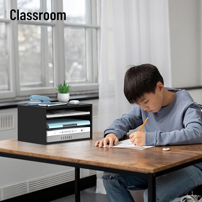 Wood Desk Organizer, 3 Tier Paper Tray Organizer - Image 9