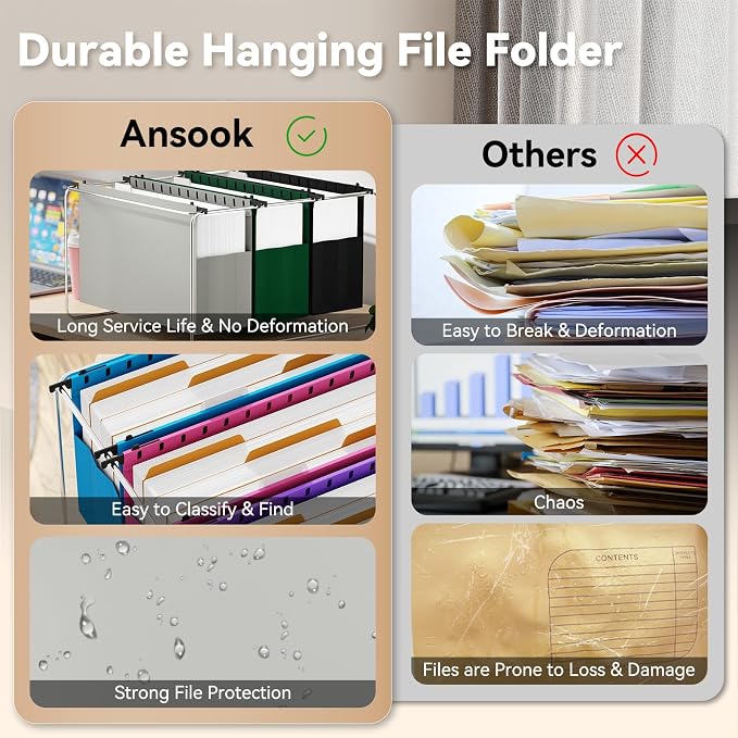 Ansook Legal Size Hanging File Folders Extra Capacity, Expandable 4" Legal Size - Image 5