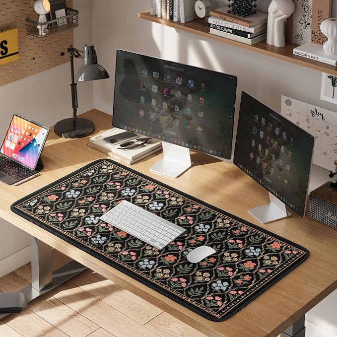 iCasso Floral Desk Pad Mat, Large Mouse Pad, Desk Matt - Image 7