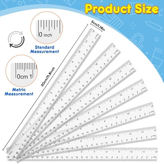 200 Pack Clear Plastic Ruler 12 Inch, Rulers Bulk - Image 3