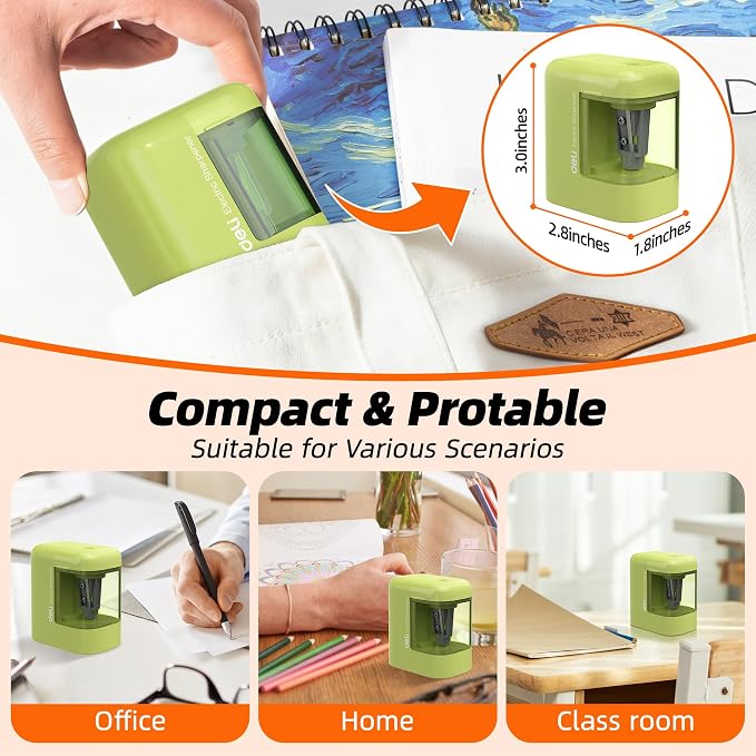 deli Electric Pencil Sharpener, Portable Pencil Sharpener - Image 5