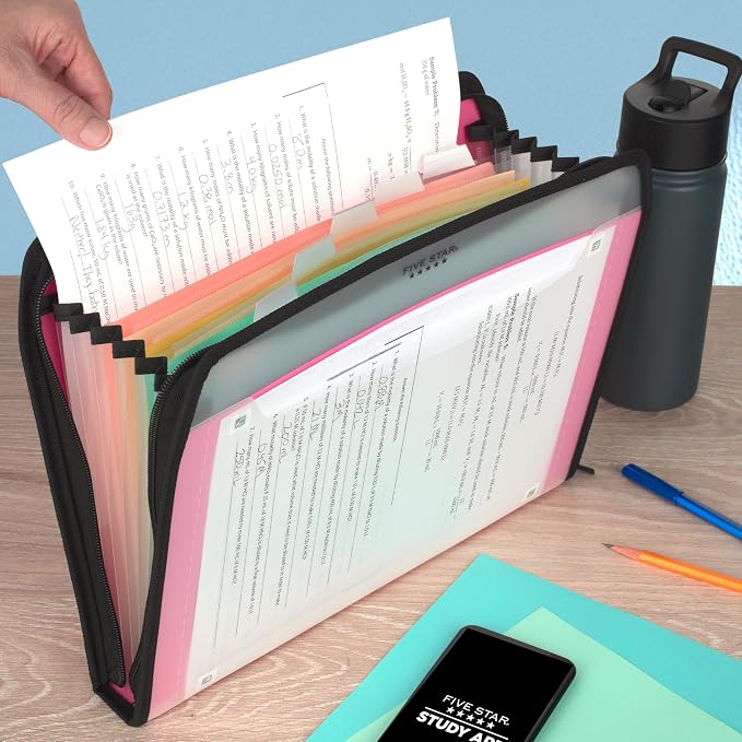 Five Star Expanding File Organizer + Study App, 7-Pocket Accordian File - Image 7