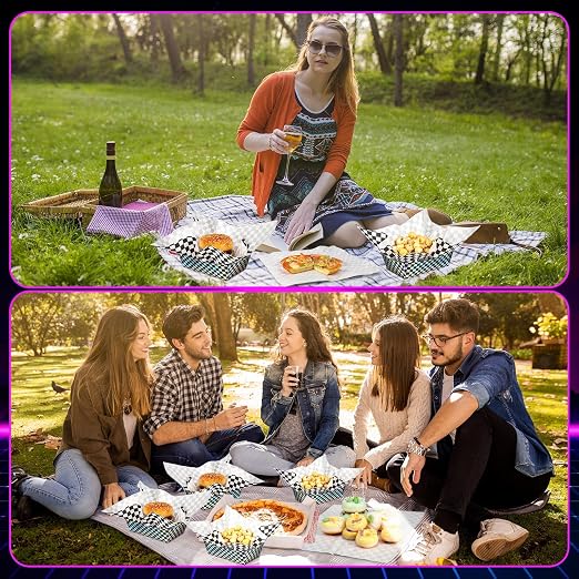 Geosar 100 Pcs Gingham Party Supplies Disposable Paper Food Trays Bulk - Image 7