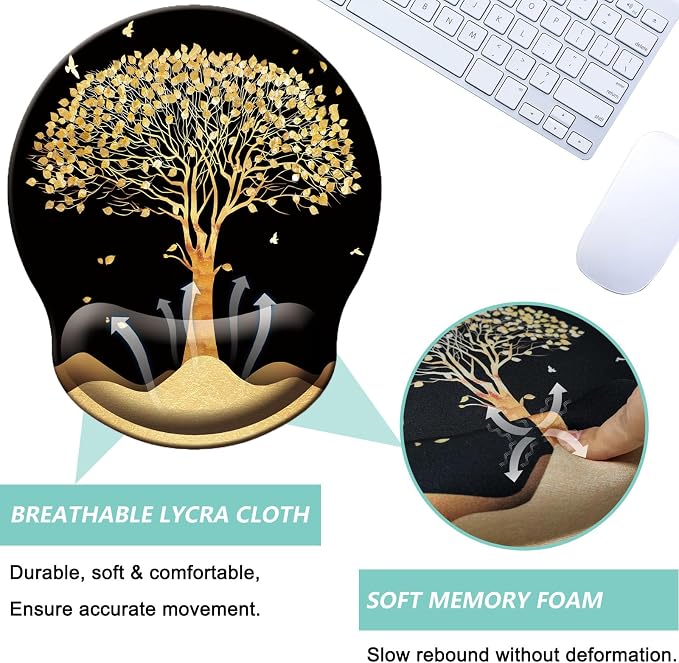 Mouse Pad with Wrist Support, Ergonomic Mouse Pad with Memory Foam Wrist Rest - Image 3