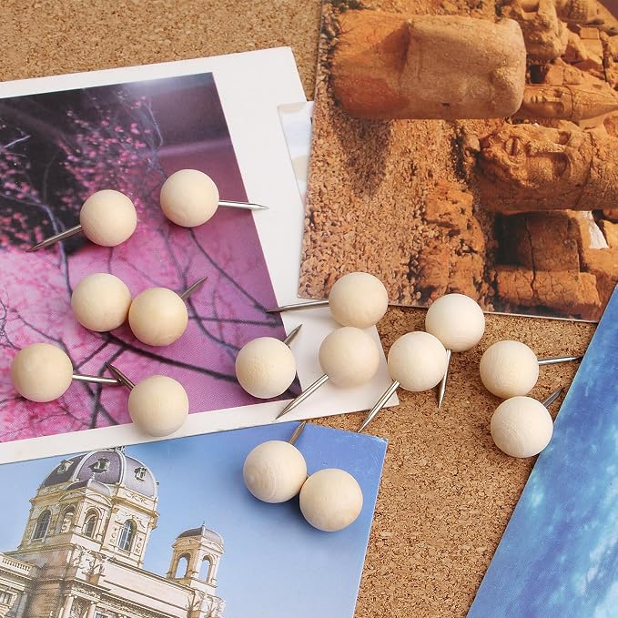Wood Push Pins 120 Pcs, Decorative Wooden Thumb Tacks - Image 6