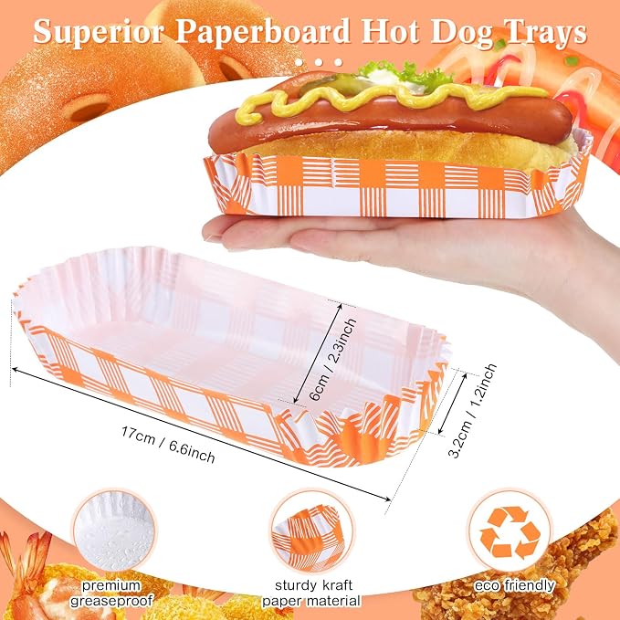 Yinkin 300 Pcs Paper Hot Dog Trays Valentine's Day 6 Inch Food Trays Concession - Image 2