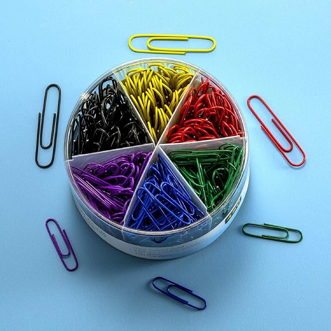 Officemate PVC Free Color Coated Paper Clips, 450 Per Tub Office Paper Clamp - Image 4