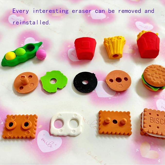 46PCS Mini Cute Fun 3D Erasers for Kids Bulk, Back to School Party Gifts - Image 3