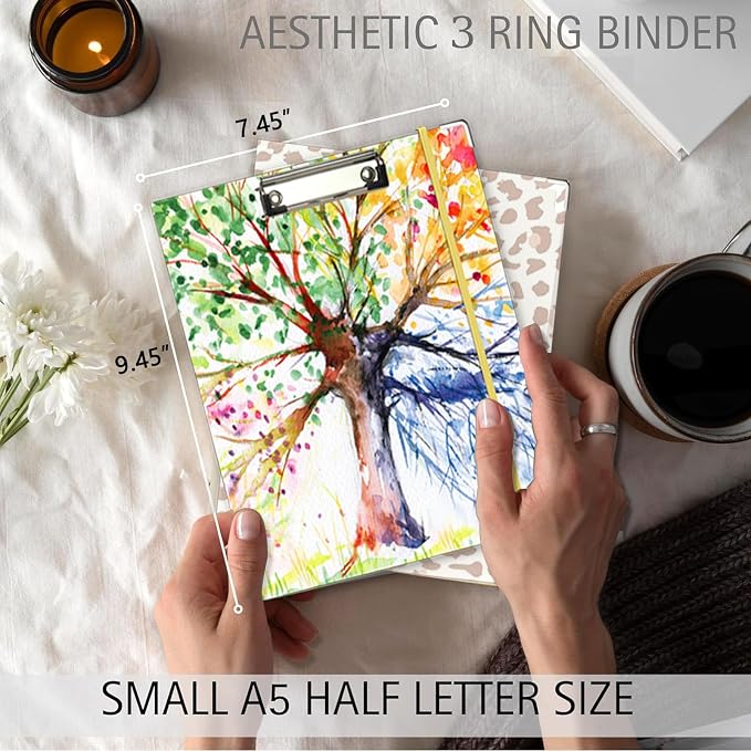 Mini 3 Ring Binder 1 Inch for 5.5"x8.5" Paper, Small Three Ring Binders - Image 2