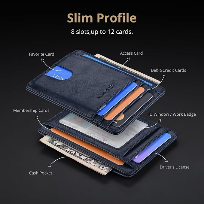 Buffway Slim Minimalist Front Pocket RFID Blocking Leather Wallets - Image 4