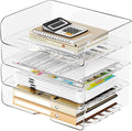 Tomorotec Desk Letter Tray Set, A4 Size Clear PET Stackable Document Organizer by Tomorotec