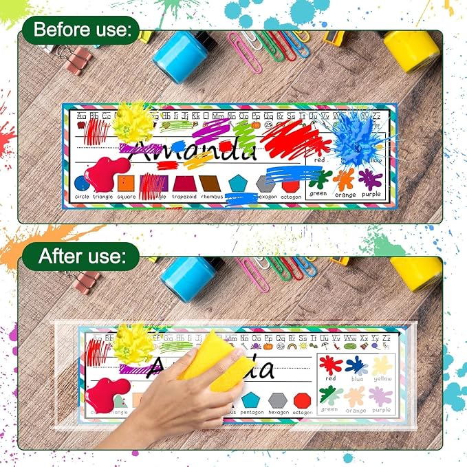 36 PCS Upgraded Nameplate Pocket, 15.3'' x 4.5'' Self Adhesive Desk Nameplates - Image 4